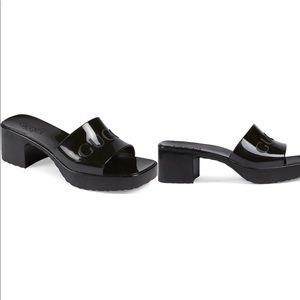 Gucci Rubber Logo Platform Slide Sandal